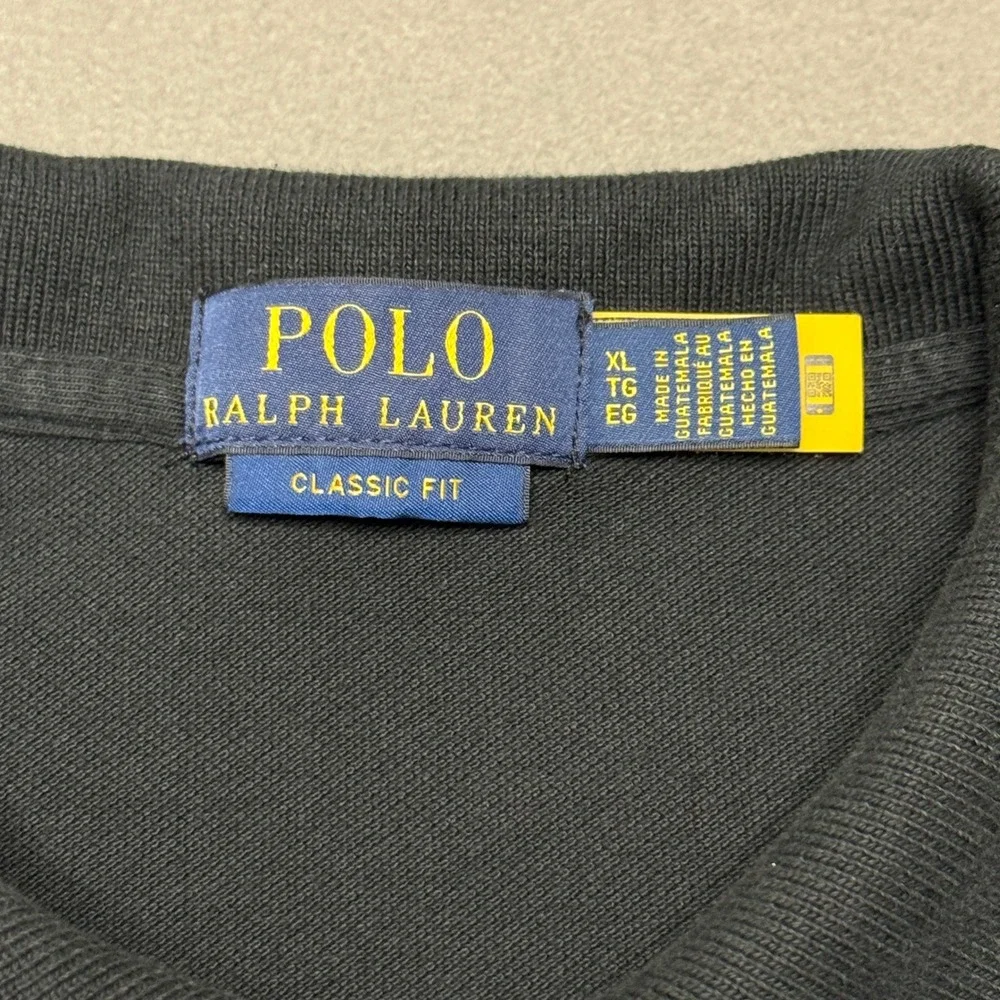 Polo Ralph Lauren Polo Shirt Mens XL Black Classic Fit Cotton Pique Short Sleeve